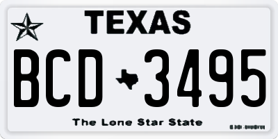 TX license plate BCD3495