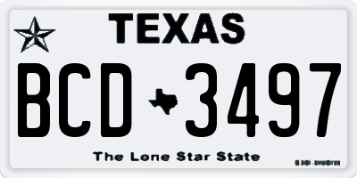 TX license plate BCD3497