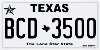TX license plate BCD3500