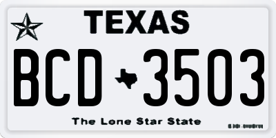 TX license plate BCD3503