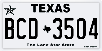 TX license plate BCD3504
