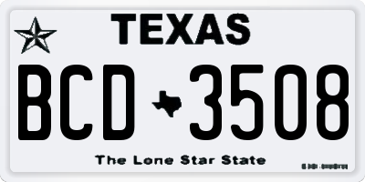 TX license plate BCD3508