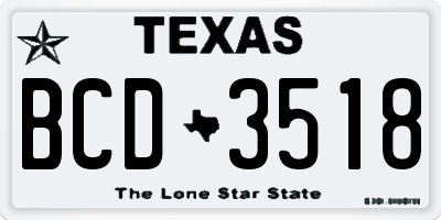 TX license plate BCD3518