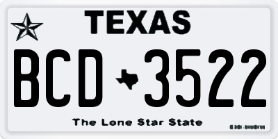 TX license plate BCD3522