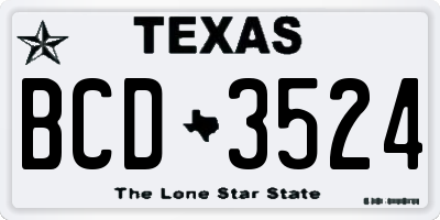 TX license plate BCD3524