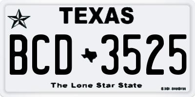 TX license plate BCD3525