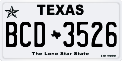 TX license plate BCD3526