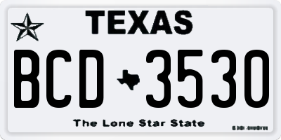 TX license plate BCD3530