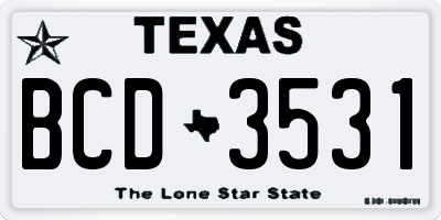 TX license plate BCD3531