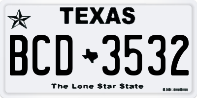 TX license plate BCD3532