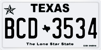 TX license plate BCD3534