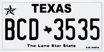 TX license plate BCD3535