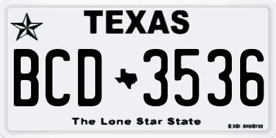 TX license plate BCD3536
