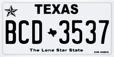 TX license plate BCD3537