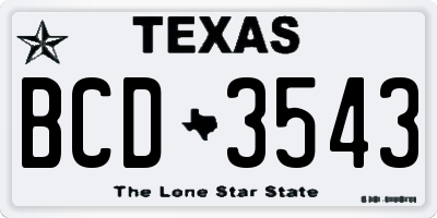 TX license plate BCD3543