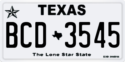 TX license plate BCD3545