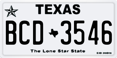 TX license plate BCD3546