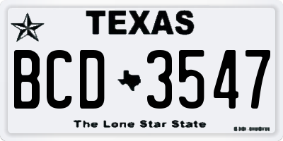 TX license plate BCD3547