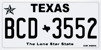 TX license plate BCD3552