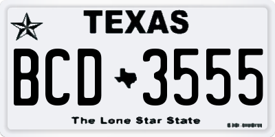 TX license plate BCD3555