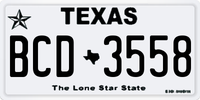 TX license plate BCD3558