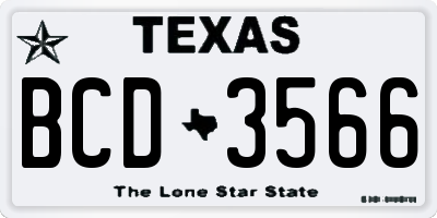 TX license plate BCD3566