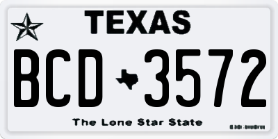 TX license plate BCD3572