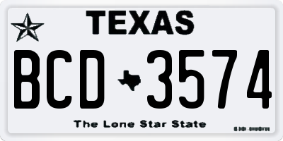 TX license plate BCD3574