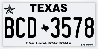 TX license plate BCD3578