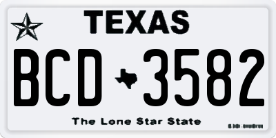 TX license plate BCD3582