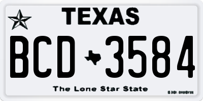 TX license plate BCD3584