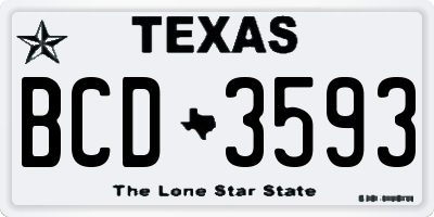 TX license plate BCD3593