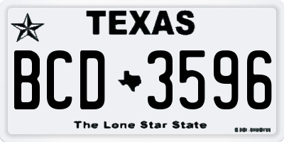 TX license plate BCD3596