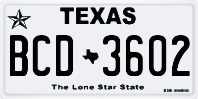 TX license plate BCD3602