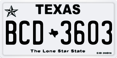 TX license plate BCD3603