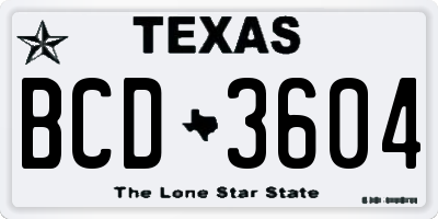 TX license plate BCD3604
