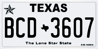 TX license plate BCD3607