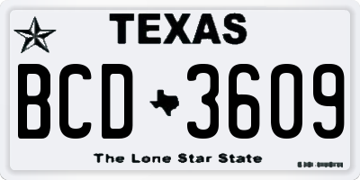TX license plate BCD3609