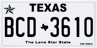 TX license plate BCD3610