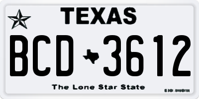 TX license plate BCD3612