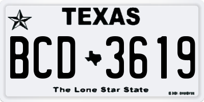 TX license plate BCD3619