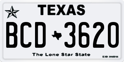 TX license plate BCD3620