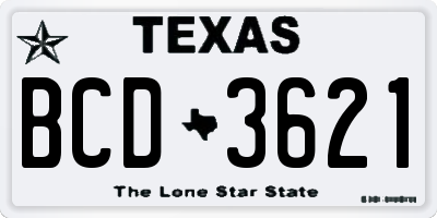 TX license plate BCD3621