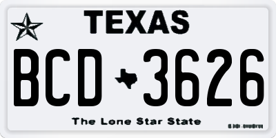 TX license plate BCD3626
