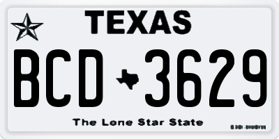 TX license plate BCD3629