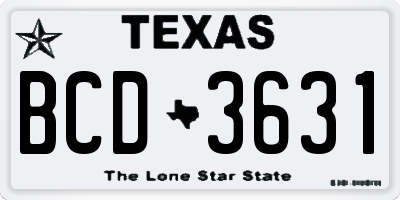TX license plate BCD3631