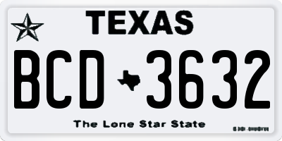 TX license plate BCD3632