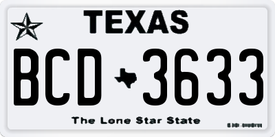 TX license plate BCD3633