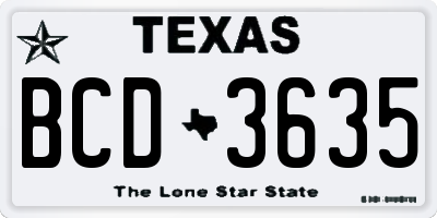 TX license plate BCD3635