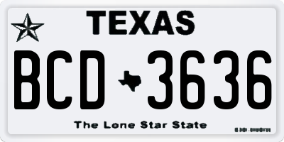 TX license plate BCD3636